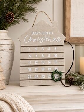 Days Until Christmas Countdown Wooden House Sign – Farmhouse Holiday Decor